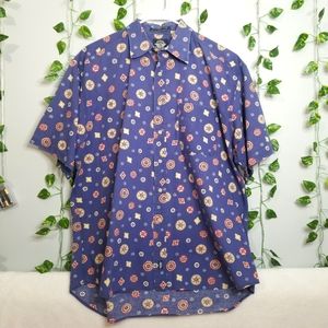 Dockers VTG Levi's Hong Kong Blue Floral UNIQUE Mens Lrg Button Up S…